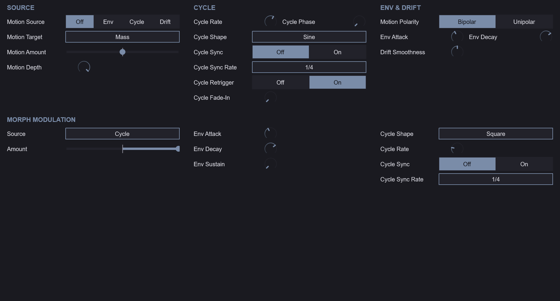The MODULATION tab