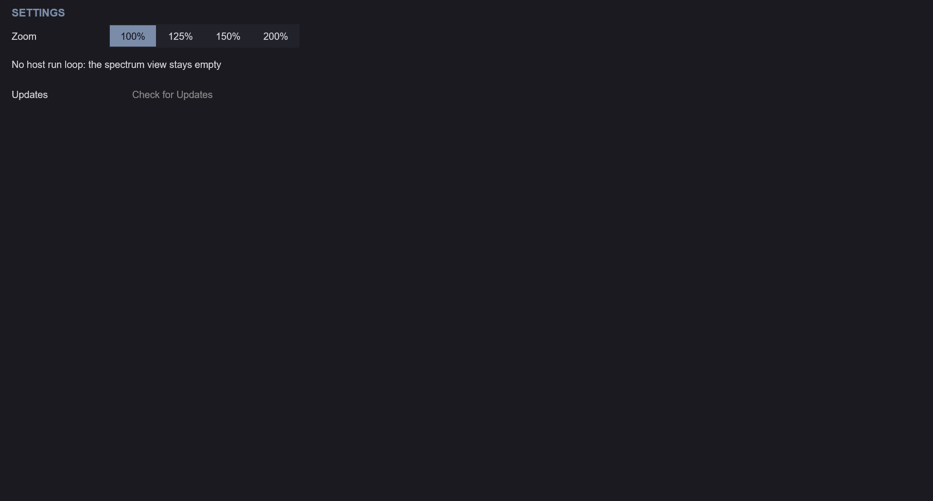 The SETTINGS tab
